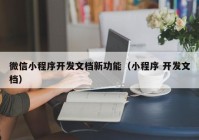 微信小程序開發(fā)文檔新功能（小程序 開發(fā)文檔）