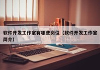 軟件開發(fā)工作室有哪些崗位（軟件開發(fā)工作室簡(jiǎn)介）